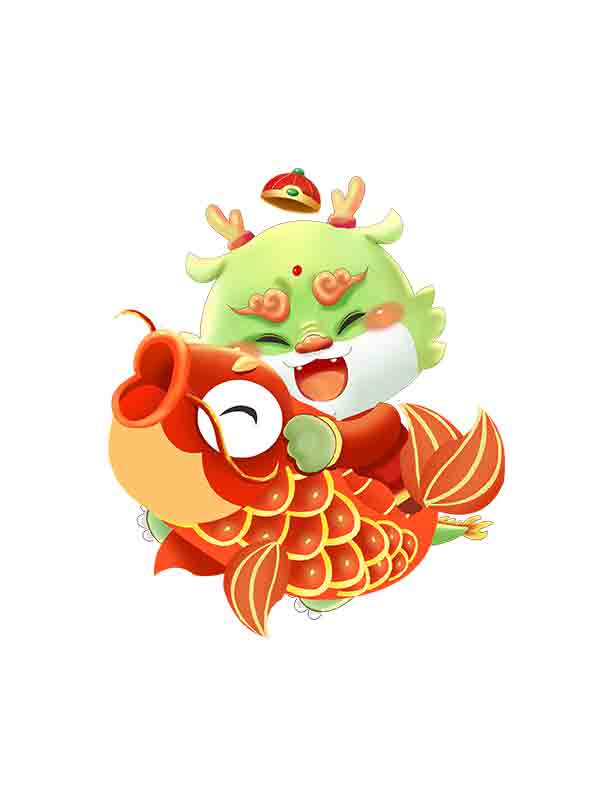 青龙可爱龙年形象手抱锦鲤龙年原创形象_元素编号13838344