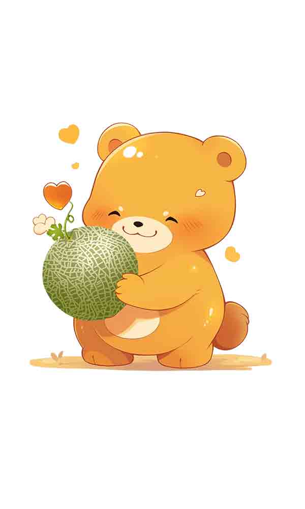 小熊吃哈密瓜元素卡通_元素编号13710680