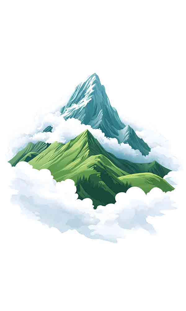 绿色大山和云朵_元素编号14701034