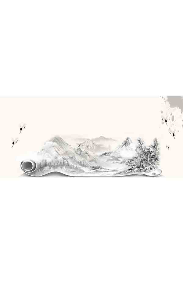 山水画卷中国文化_背景编号5214875