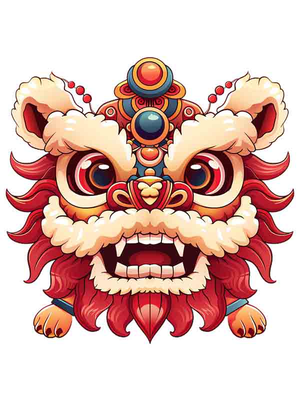 狮头舞狮几何元素立体免抠图案_元素编号14625765