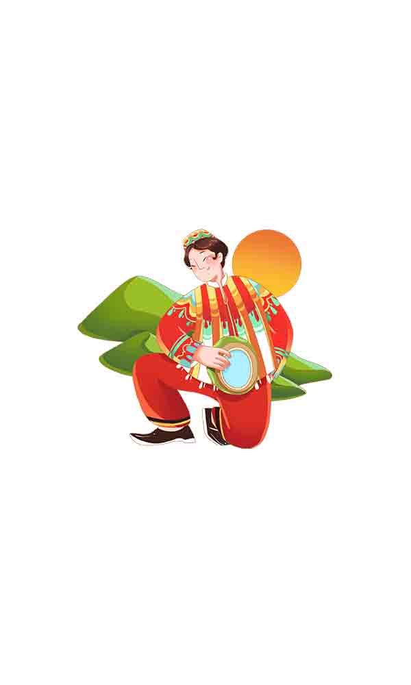 新疆旅游插画素材人物场景_元素编号15684780