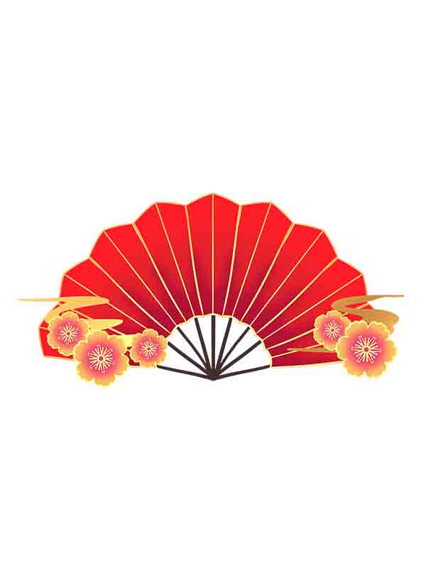 新年国风花朵装饰扇子国潮喜庆_元素编号13347061