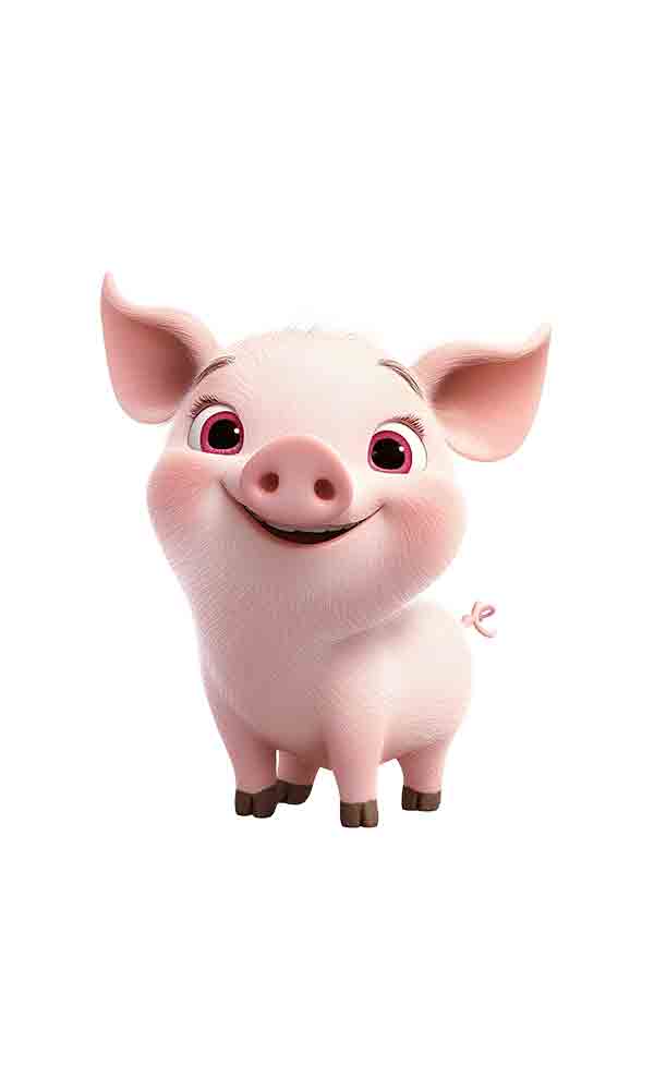 卡通粉红微笑小猪3d渲染_元素编号14701491