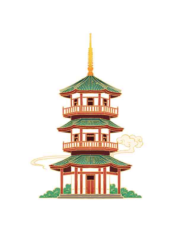 国潮中式建筑祥云寺庙旅游地标_元素编号12830082